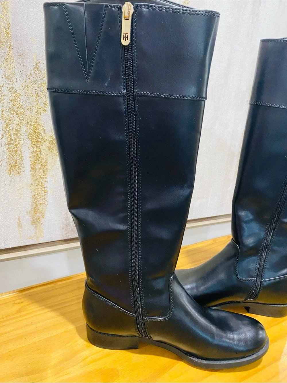 Tommy Hilfiger Black Over-the-Knee Leather Boots Size 6.5
